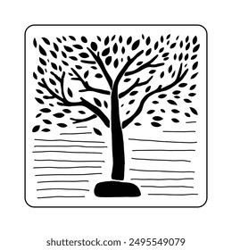 tree silhouate illustration, hand drawn