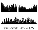 Tree silhouette background with tall and small trees. Forest silhouette illustration.