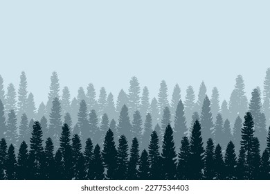 Baumsilhouette Hintergrund mit großen und kleinen Bäumen. Waldsilhouettengrafik.