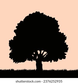 silueta de árbol. gran silueta de árbol. silueta de roble. roble negro aislado en fondo blanco. cortar árboles. diseño dibujado a mano. ilustración vectorial.
