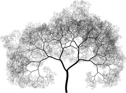 Tree Silhouette. Binary Fractal Algorithmic Design.