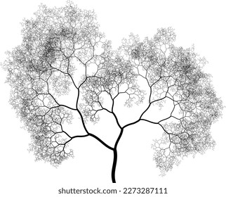 Tree silhouette. Binary fractal algorithmic design.