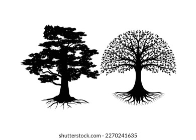 tree silhouette black color isolated on white background