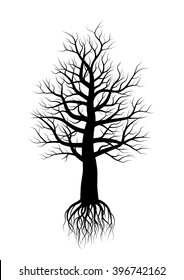 tree silhouette black and white