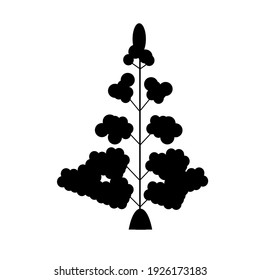 Tree silhouette. Black white vector illustration