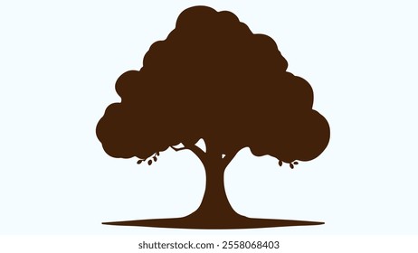 Tree Silhouette with Broad Canopy and Thick Trunk Illustration