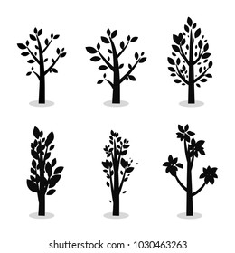 Tree silhouette collection. Nature flat stylized vector illustrations. EPS 10