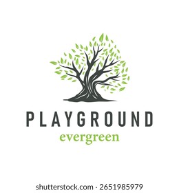 conceito de silhueta de árvore infantil logotipo de playground natural árvore conceito como um playground e verde floresta árvore natureza como um símbolo de marca de produto ou modelo de ilustração de cartaz