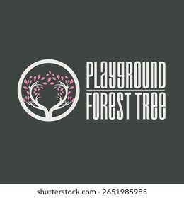 conceito de silhueta de árvore infantil logotipo de playground natural árvore conceito como um playground e verde floresta árvore natureza como um símbolo de marca de produto ou modelo de ilustração de cartaz