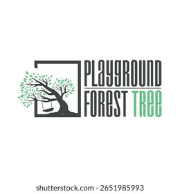 conceito de silhueta de árvore infantil logotipo de playground natural árvore conceito como um playground e verde floresta árvore natureza como um símbolo de marca de produto ou modelo de ilustração de cartaz