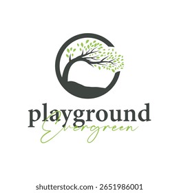 conceito de silhueta de árvore infantil logotipo de playground natural árvore conceito como um playground e verde floresta árvore natureza como um símbolo de marca de produto ou modelo de ilustração de cartaz