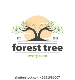 conceito de silhueta de árvore infantil logotipo de playground natural árvore conceito como um playground e verde floresta árvore natureza como um símbolo de marca de produto ou modelo de ilustração de cartaz