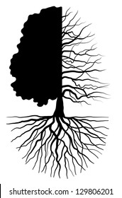 Tree silhouette concept symbolizing the seasons