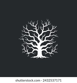 tree silhouette cut out on black background
