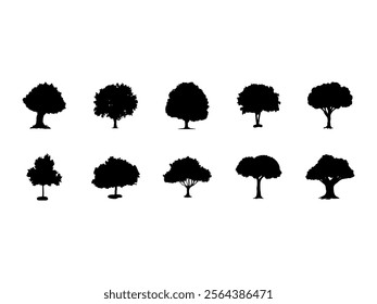 Tree Silhouette Design Element Set