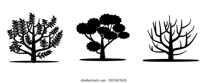 Tree Silhouette Design This design can be used for design components. Can be corrected again. Tree shadow. Brown maple, oak, poplar, birch.