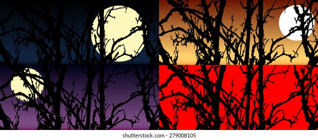 tree silhouette with different colors.