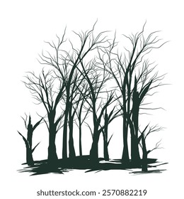 tree silhouette of a dry branch. Vector graphics. editable eps10