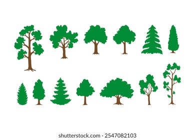 Baumsilhouette. Öko-Natur-Vektorsatz. Waldzeichen einzeln auf Vektorgrafik. Parksymbol