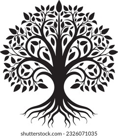 Silhouette de árbol, árbol de familia, árbol de la vida