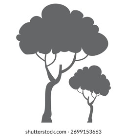 tree silhouette in flat style. simple tree design. tree and nature theme