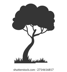 tree silhouette in flat style. simple tree design. tree and nature theme