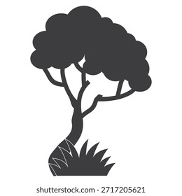Silueta del árbol en estilo plano. diseño simple del árbol. árbol y tema de la naturaleza