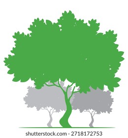 Silueta del árbol en estilo plano. diseño simple del árbol. árbol y tema de la naturaleza