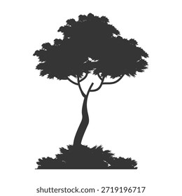 tree silhouette in flat style. simple tree design. tree and nature theme