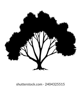 Baumsilhouette. Wald und Park Laubbaum. Vektorgrafik, isoliertes Retro-Bild