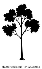 Tree silhouette. Forest and park deciduous tree. Vector nature isolated retro image