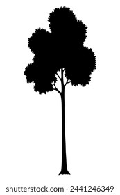 Tree silhouette. Forest and park deciduous tree. Vector nature isolated retro image