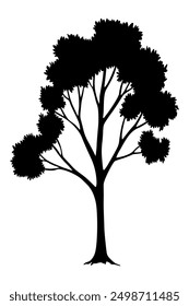 Tree silhouette. Forest and park deciduous tree. Vector nature isolated retro image