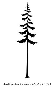 Tree silhouette. Forest and park pine fir and spruce, coniferous tree. Vector nature isolated retro image
