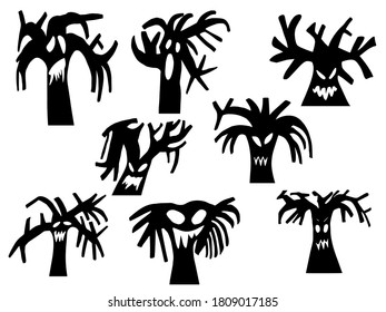 tree Silhouette Halloween. black and white image illustration