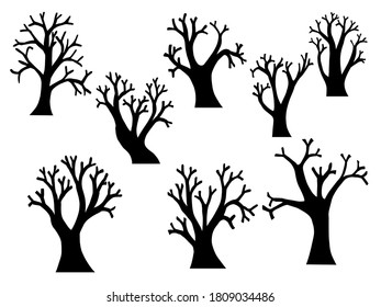 tree Silhouette Halloween. black and white image illustration