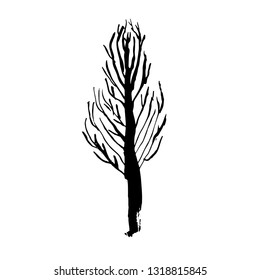 Tree silhouette. Hand drawn vector illustration.