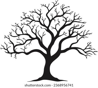 Tree silhouette icon. Flat vector illustration in black on white background. EPS 10