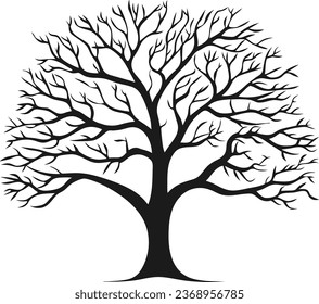 Tree silhouette icon. Flat vector illustration in black on white background. EPS 10