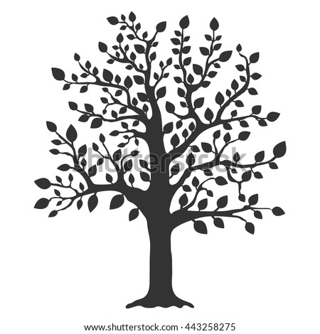 Tree Silhouette Icon Flat Vector Illustration Stock Vector (Royalty