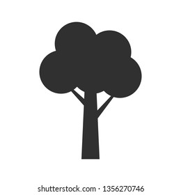 Tree silhouette icon isolated on white background. Vector illustration.