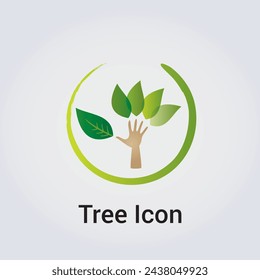 Tree and Silhouette Icon Nature Foliage, Leaves and Environment Design Blue Green Colors for  Logo Green Business Ecology Recycling Gardening Psychology Mental Health