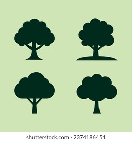 Baum Silhouette Icon Set Konzept. 