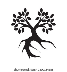 tree silhouette icon vector isolated with black and white