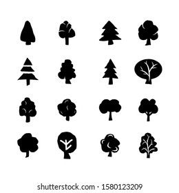 Tree silhouette icons set, Vector illustration graphic