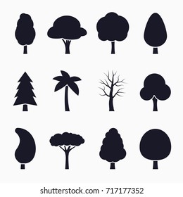 Tree silhouette icons set, Vector illustration graphic