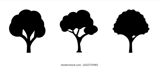 Tree Silhouette Icons – Vector Set of Tree Shapes


