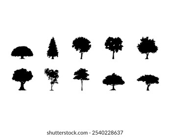 Tree Silhouette Illustration Element Set