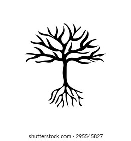 Tree silhouette isolated illustration on white background