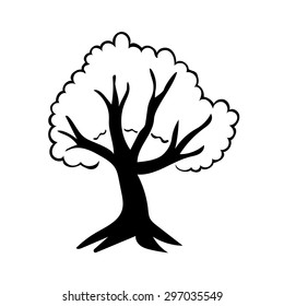 Tree silhouette isolated illustration on white background